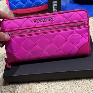 MZ Wallace Hot Pink Long Crosby Wallet EUC